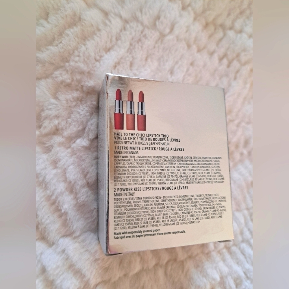 MAC Cosmetics Hail to the Chic Lipstick Trio - Nude, Red, Pink 3-pc Set Full Sz - Picture 9 of 14